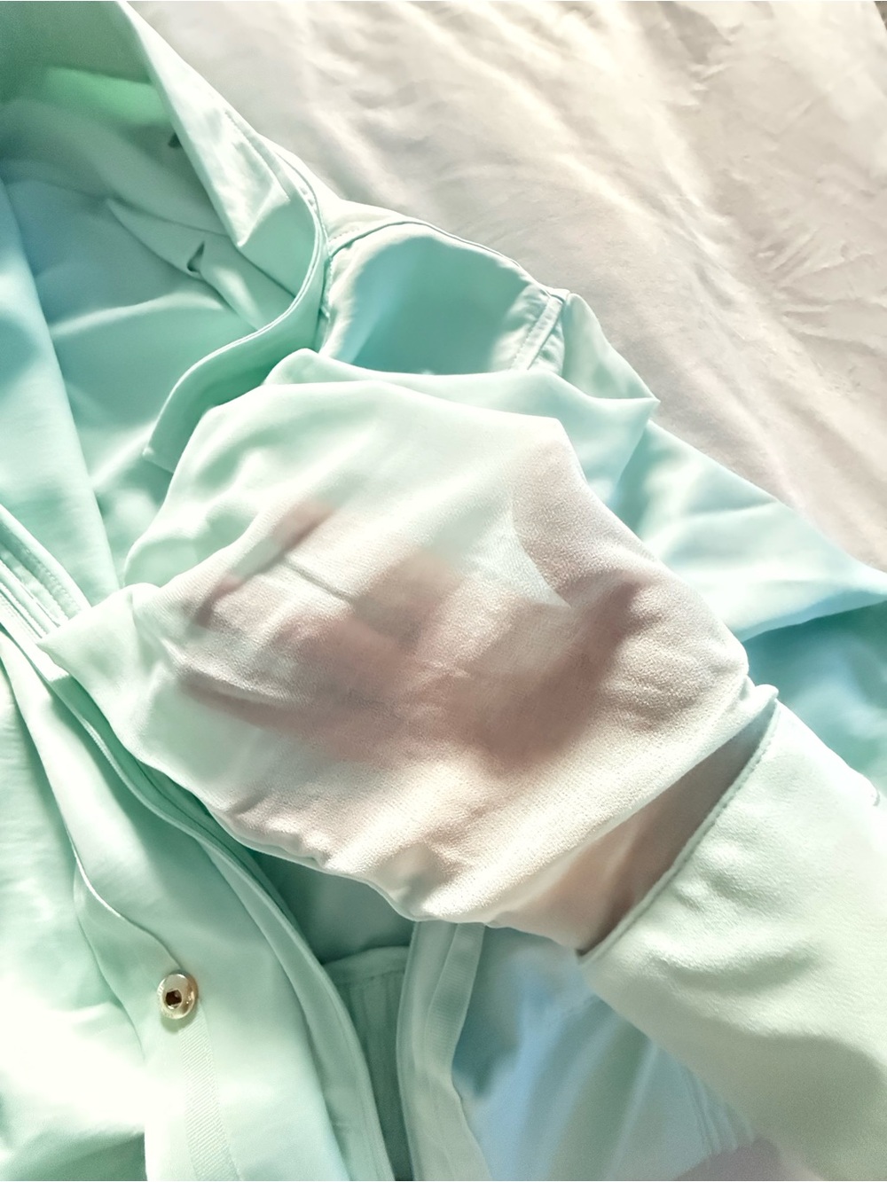 KARL LAGERFELD PARIS Mint Green Button-Front Blouse Jacket WORN ONCE - Picture 11 of 13